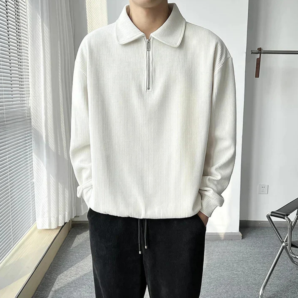 Levoire | Pull Moderne Pour Homme Avec Fermeture Éclair Blanc