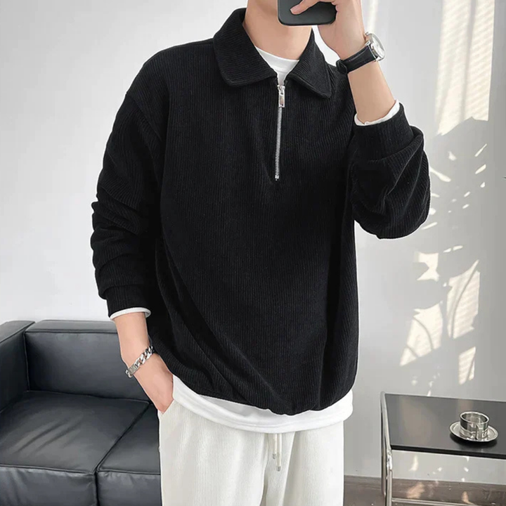 Levoire | Pull Moderne Pour Homme Avec Fermeture Éclair Noir