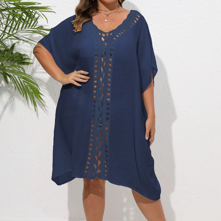 Levoire | Kaftan De Plage Aéré Avec Détails En Crochet Élégants Bleu marine Une taille