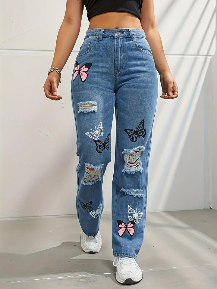 Levoire | Jeans droits taille haute pour femmes Bleu