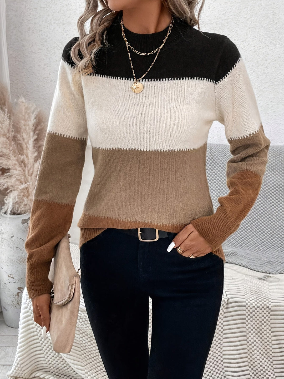 Levoire | Pull En Tricots Avec Des Blocs De Couleurs Couleur mixte