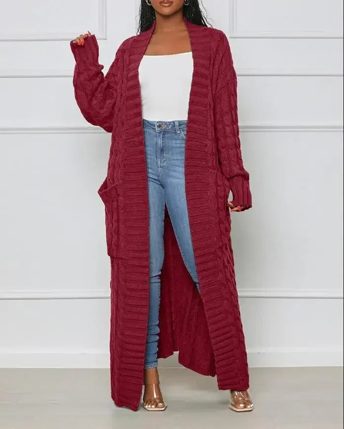 Levoire | Long Gilet En Tricot Avec Motif Tressé
