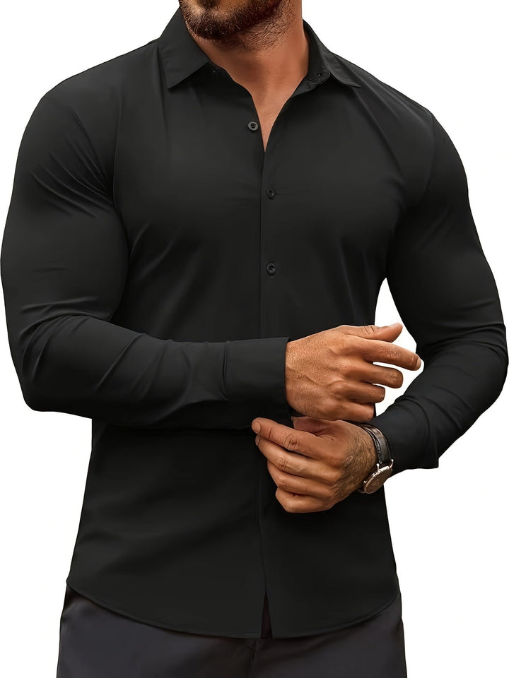 Levoire | Chemise Officielle Pour Homme Unie Avec Revers Noir