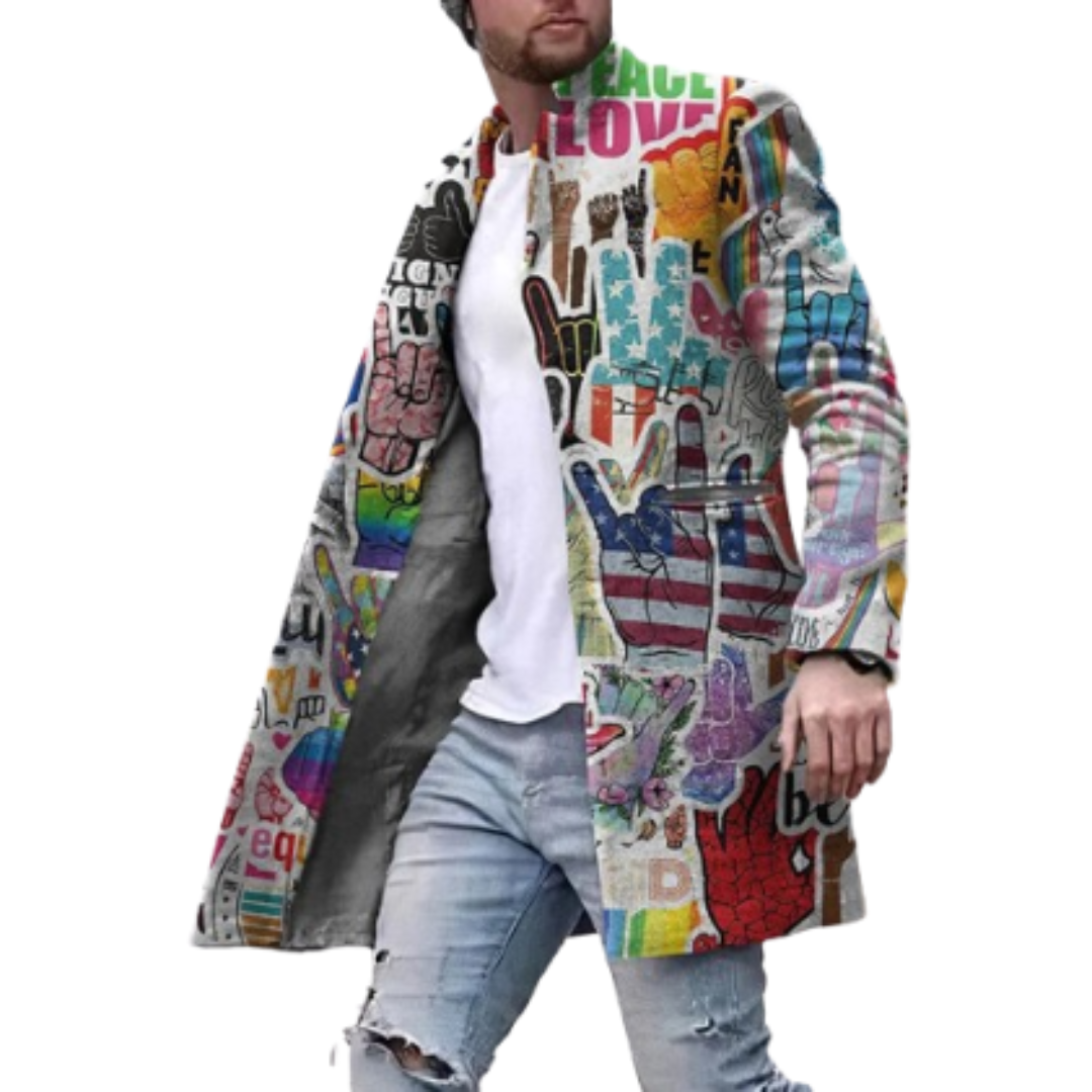 Levoire | Manteau Long À Motifs Pour Homme Multicolore