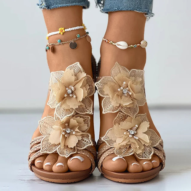 Levoire | Beaux Sandales À Talons Hauts Avec Détails En Fleurs Pour Femmes