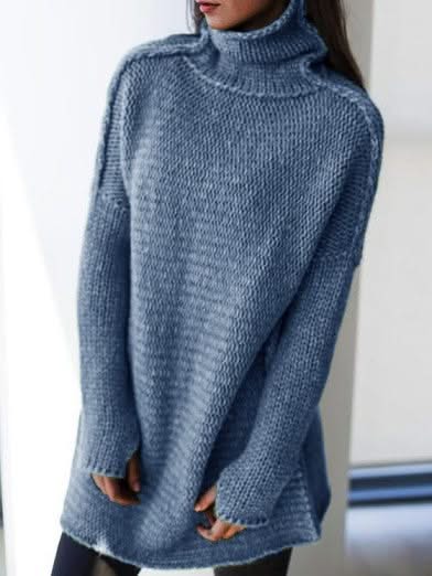 Levoire | Col Roulé Yli Grande Tricot Chic Et Confortable Bleu clair