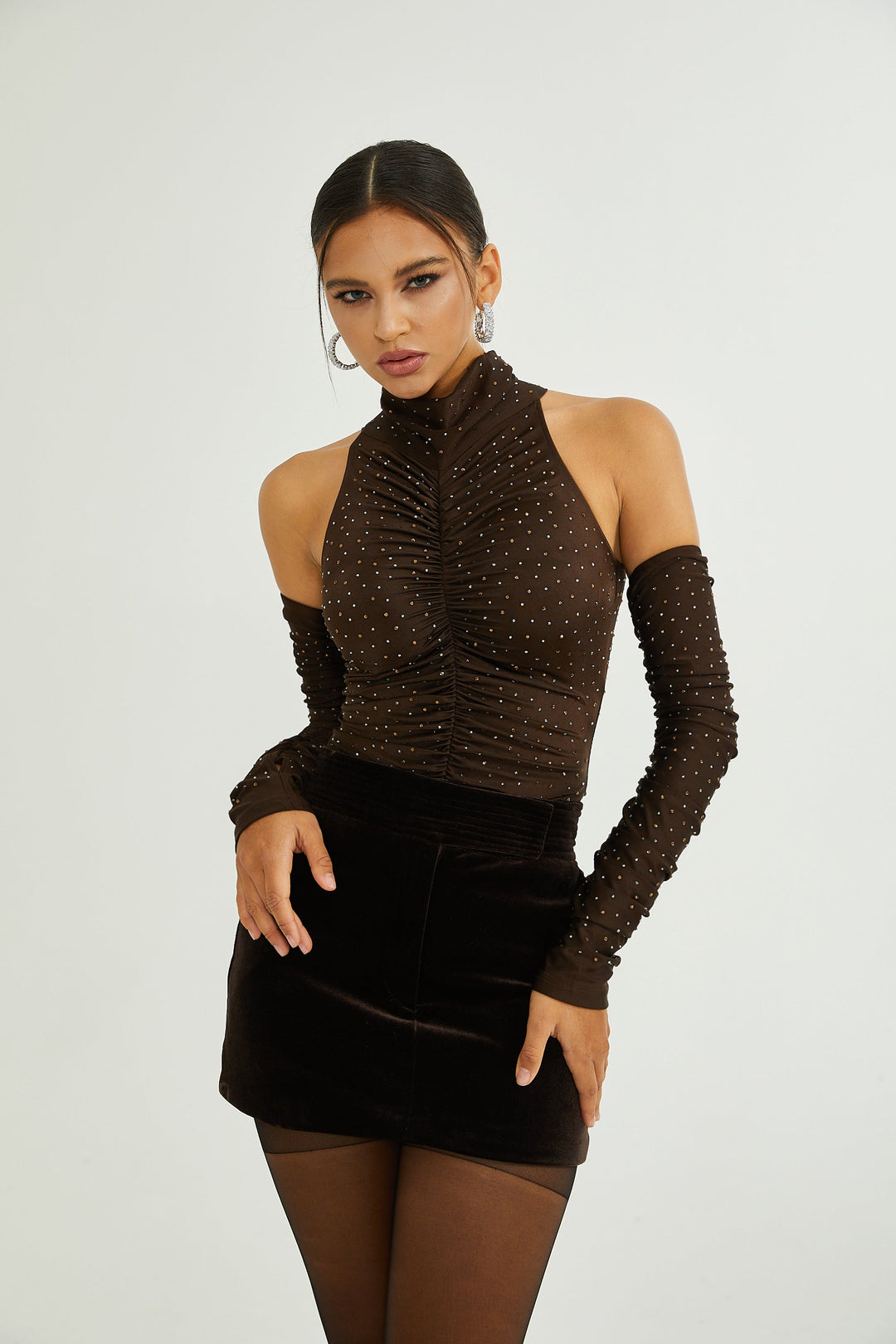 Levoire | Suzette Brun Body Ornée De Cristaux