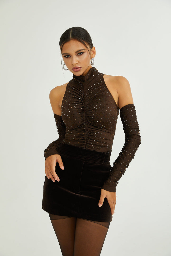Levoire | Suzette Brun Body Ornée De Cristaux