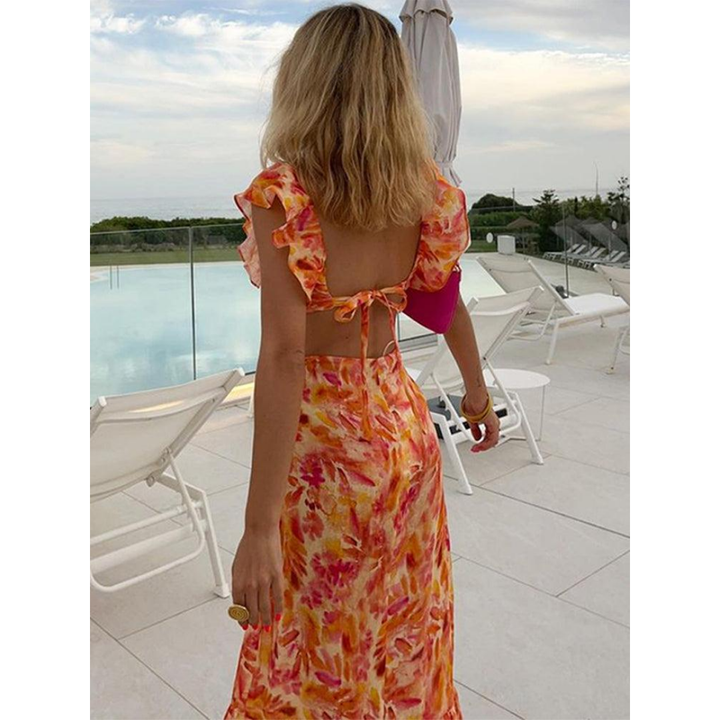Levoire | Jupe Maxi avec Volant Floral pour Femmes