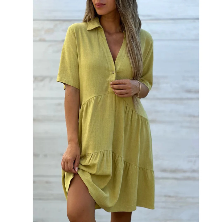 Levoire | Robe Mini Avec Smocks Pour Femmes Jaune