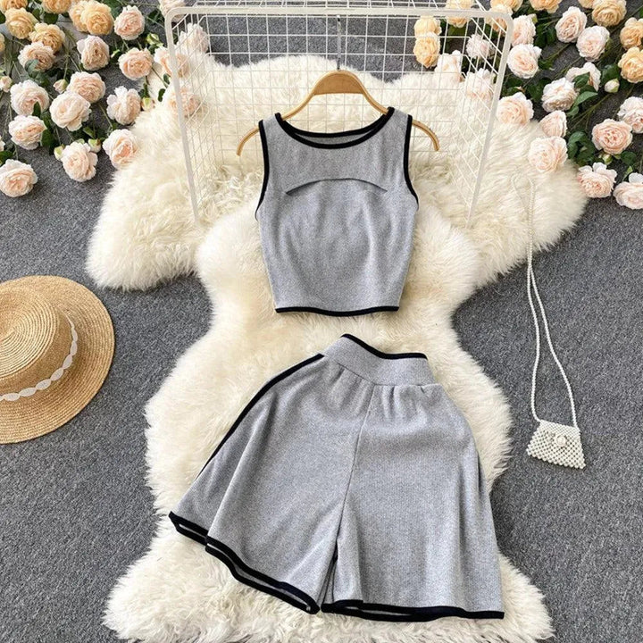 Levoire | Ensemble haut et shorts pour femmes Helle Gris Une taille