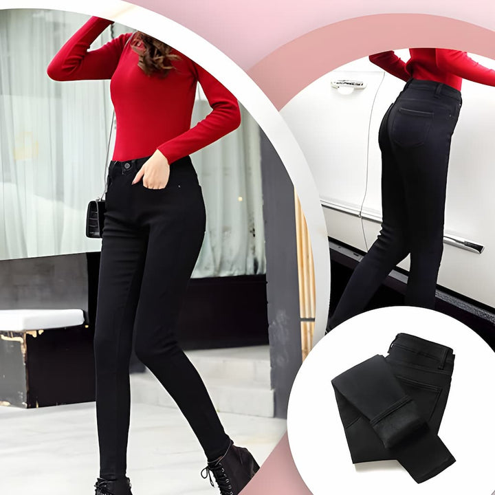 Levoire | Pantalon en jean doux avec doublure à taille haute Noir