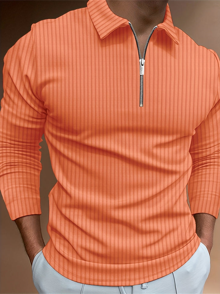 Levoire | Rayures Verticales Chemise Pour Hommes Avec Zip Et Manches Longues