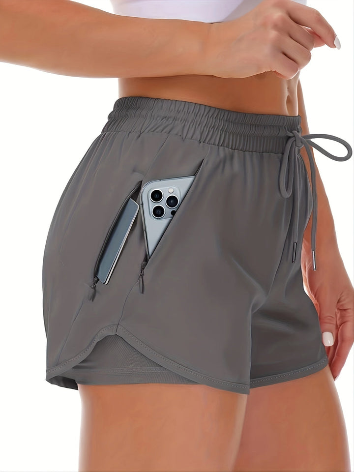 Levoire | Shorts De Fitness De Course 2 En 1 Unis Avec Plusieurs Poches Gris foncé