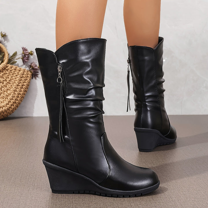 Levoire | Bottes Confortables Mi-Mollet Avec Un Talon Et Des Franges