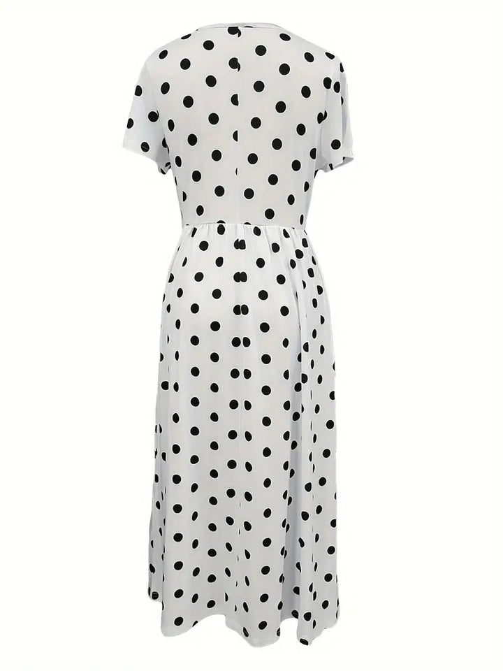 Levoire | Robe Courte À Manches Courtes, Légère, À Pois Avec Col Rond