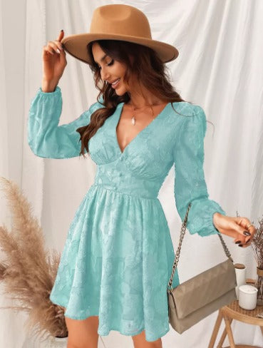 Levoire | Robe Satin Délicate À Manches Courtes Vert foncé