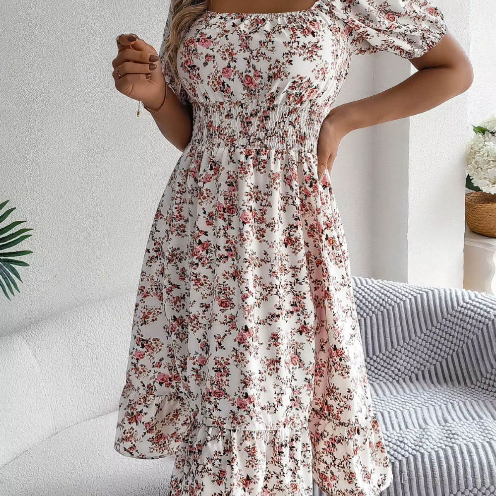 Levoire | Robe Florale Romantique Pour Le Printemps Et L'Été Blanc