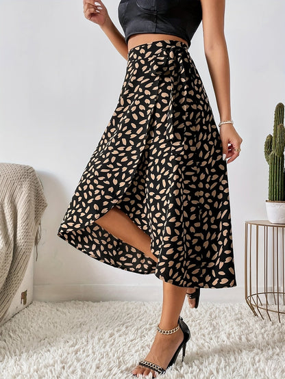 Levoire | Jupe Réversible Élégante En A Avec Poche Nœud Et Imprimé Intégral