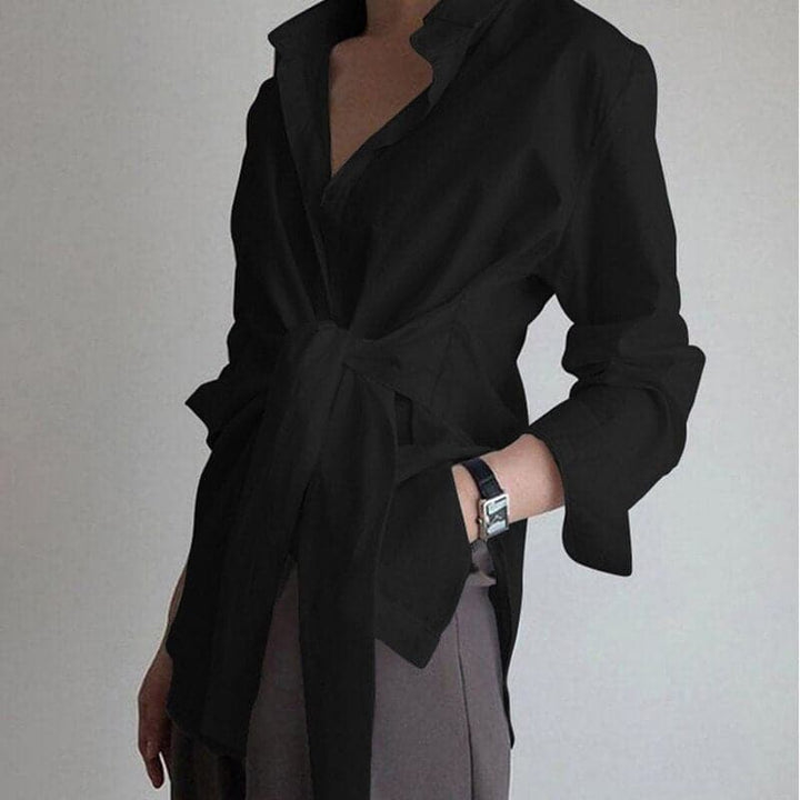 Levoire | Manches Longues Blouse Plissée À Boutons Sur Le Devant Noir
