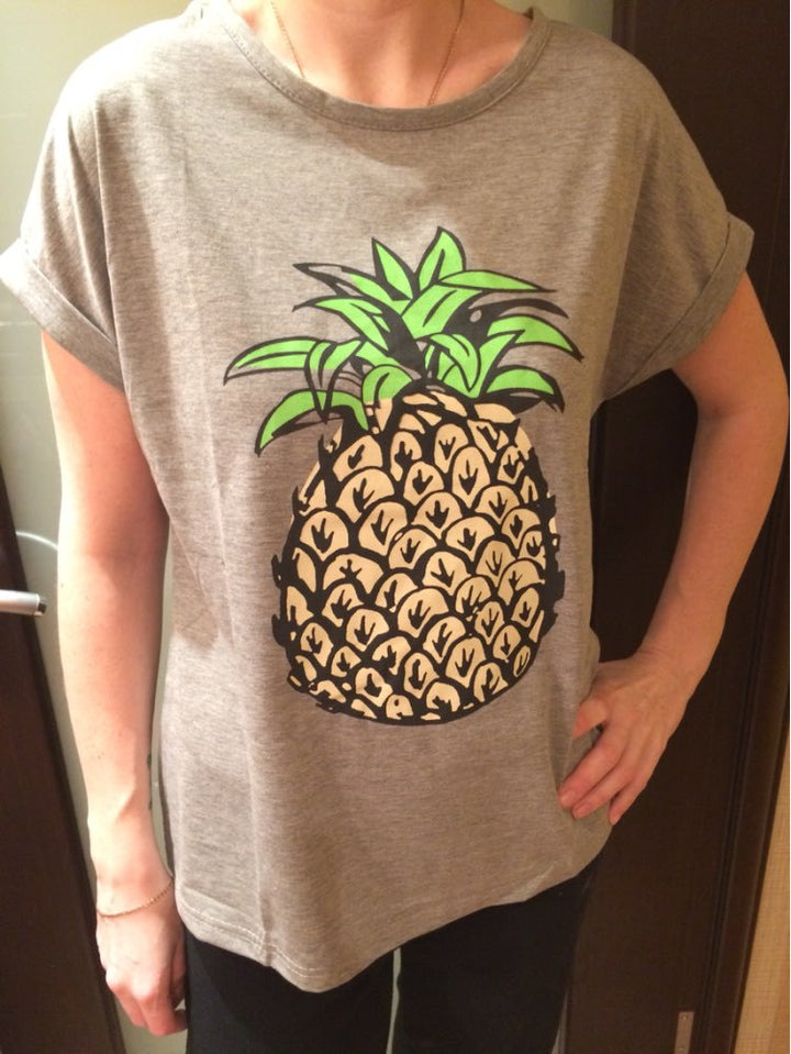T-shirt pour femmes avec motif ananas joyeux et coupe décontractée Levoire