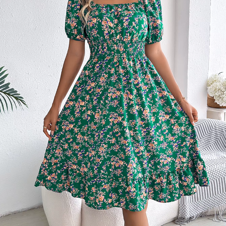 Levoire | Robe Florale Romantique Pour Le Printemps Et L'Été Vert