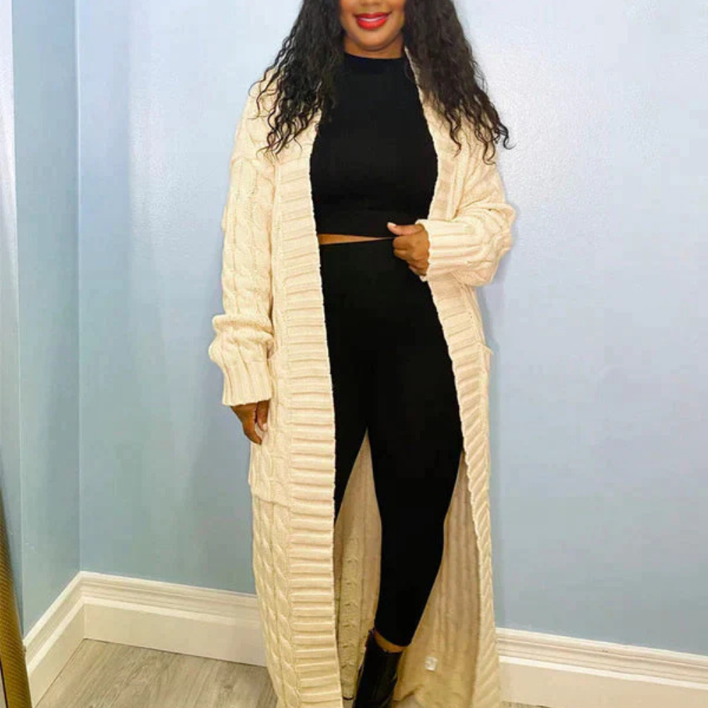 Levoire | Veste En Tricot Plus Longue Pour Femmes Abricot