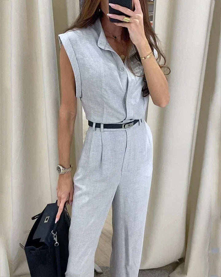 Levoire | Ensemble Élégant Avec Chemise Unie Et Pantalon