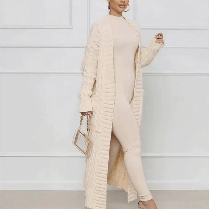 Levoire | Veste En Tricot Plus Longue Pour Femmes Crème