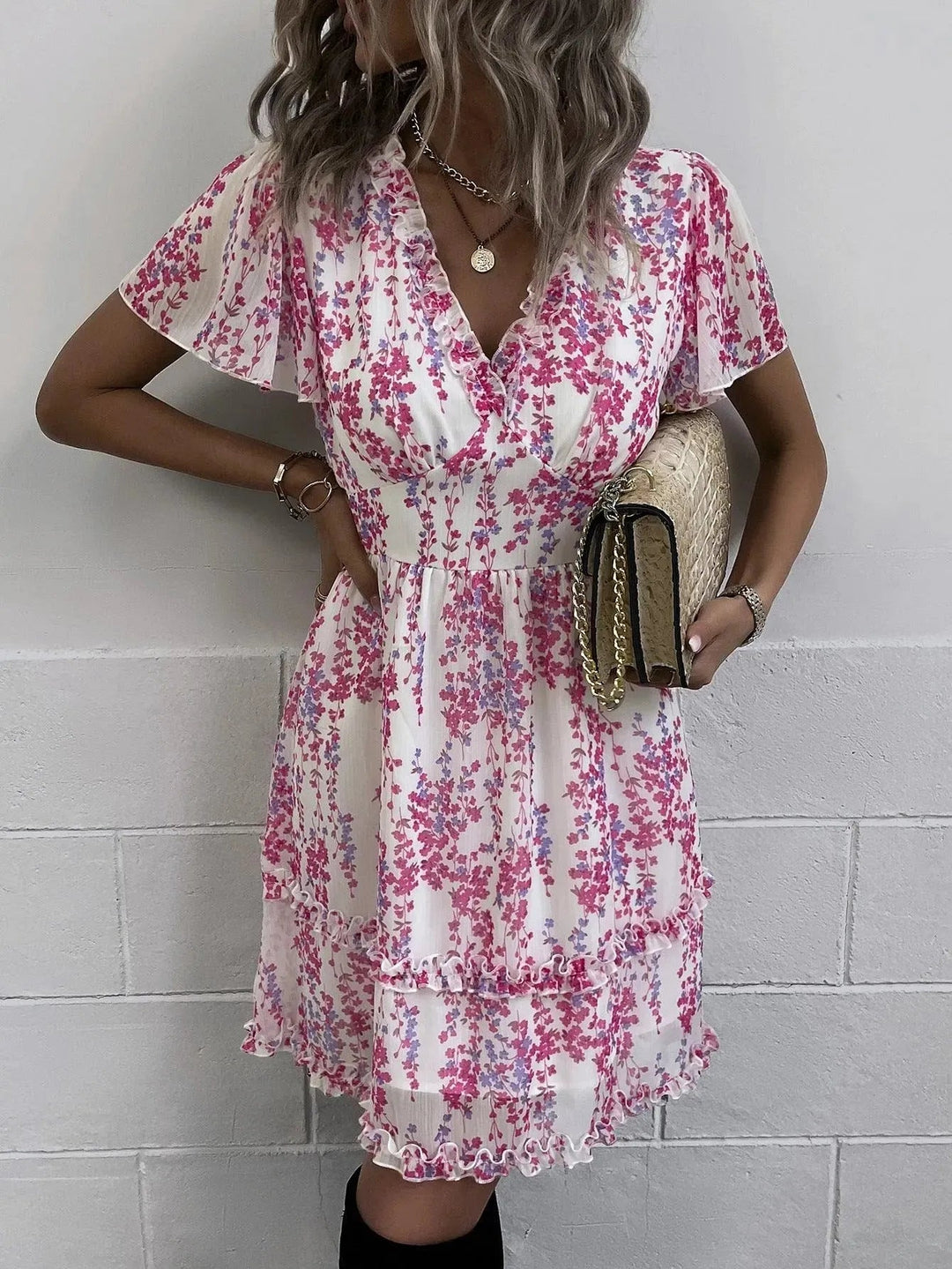 Levoire | Robe d'été légère courte Rose rosaire