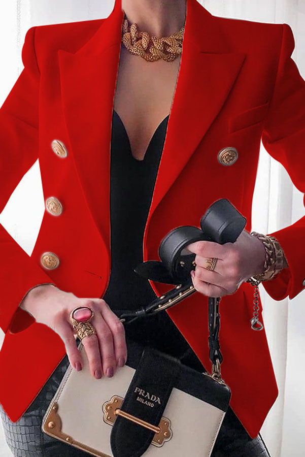 Levoire | Blazer Elegantti Kaksoisrivinen Blazer Kultaisten Napojen Kanssa Rot