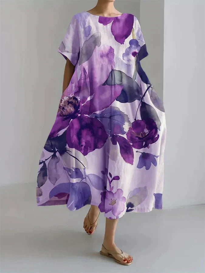 Levoire | Robe ample pour femmes avec motif floral botanique Pourpre