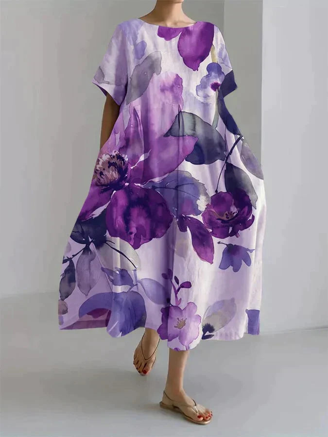 Levoire | Robe Femme Coupe Locker Avec Motif Floral Botanique Lila