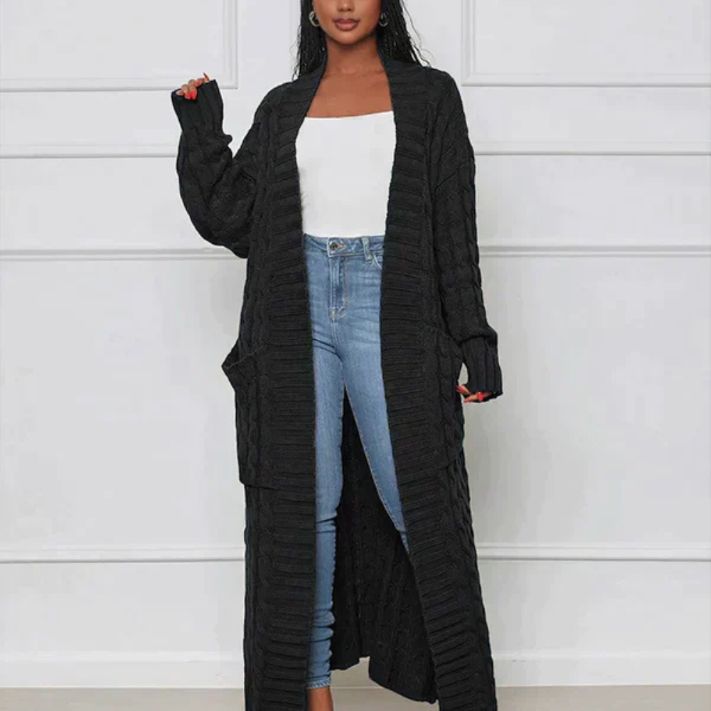 Levoire | Veste En Tricot Plus Longue Pour Femmes Noir