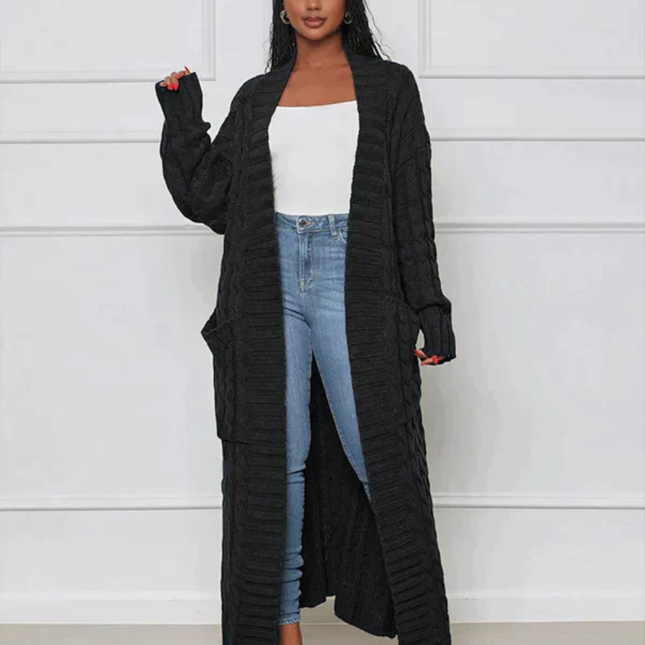 Levoire | Veste En Tricot Plus Longue Pour Femmes Noir