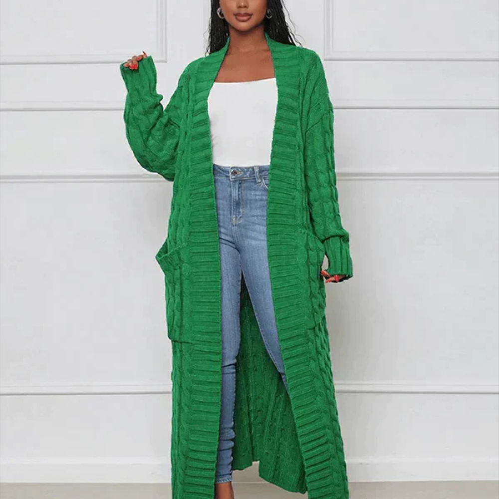 Levoire | Veste En Tricot Plus Longue Pour Femmes Vert