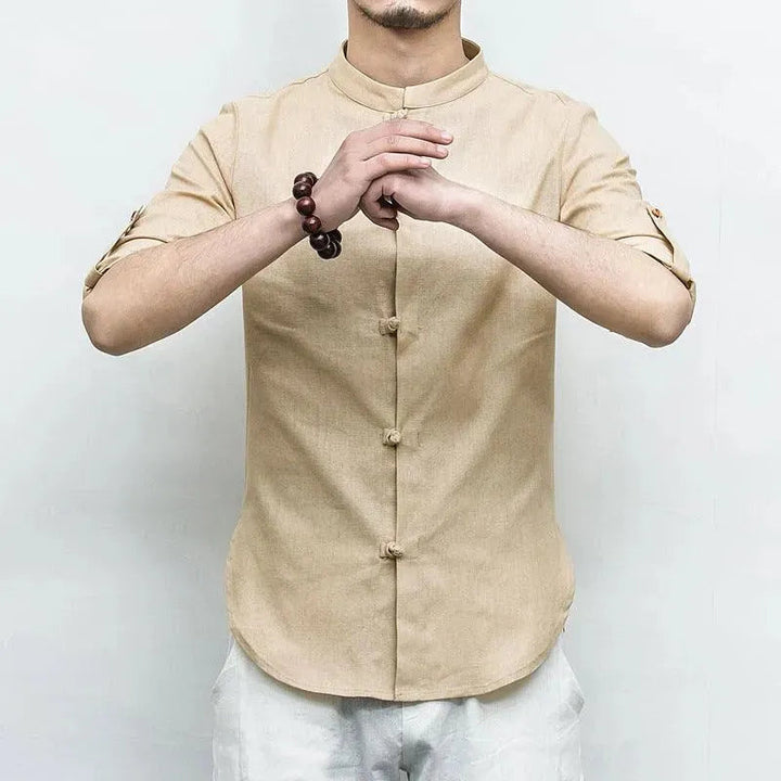 Levoire | Chemise en lin à manches longues pour hommes Reiswhite