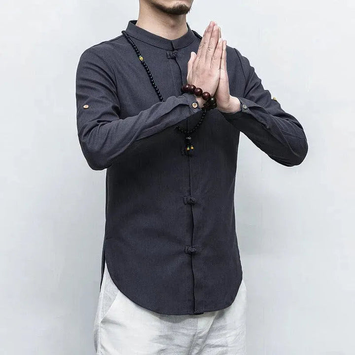 Levoire | Chemise en lin à manches longues pour hommes Noir