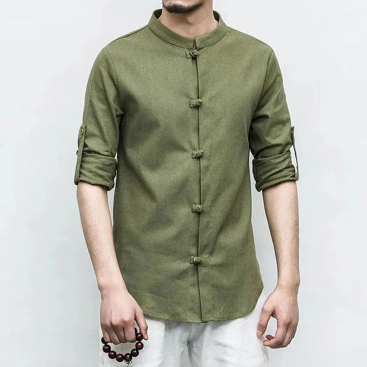 Levoire | Chemise en lin à manches longues pour hommes Armeeni vert