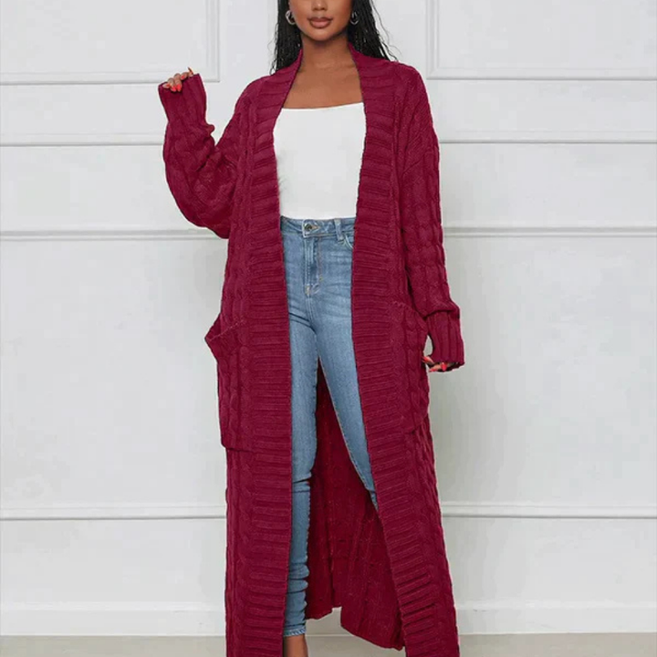 Levoire | Veste En Tricot Plus Longue Pour Femmes Bourgogne