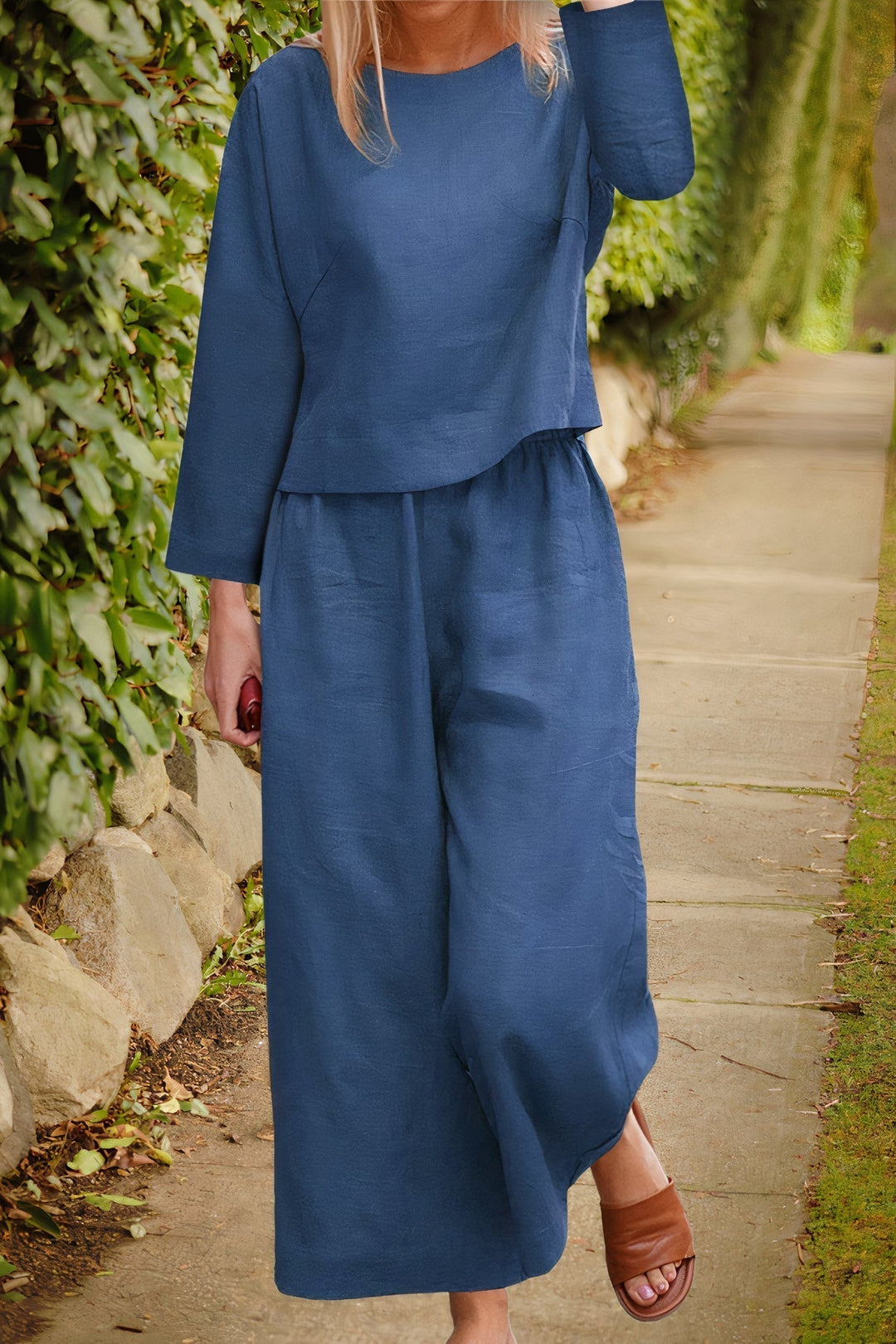Levoire | Blouse Légère & Pantalon En Lin Set bleu foncé