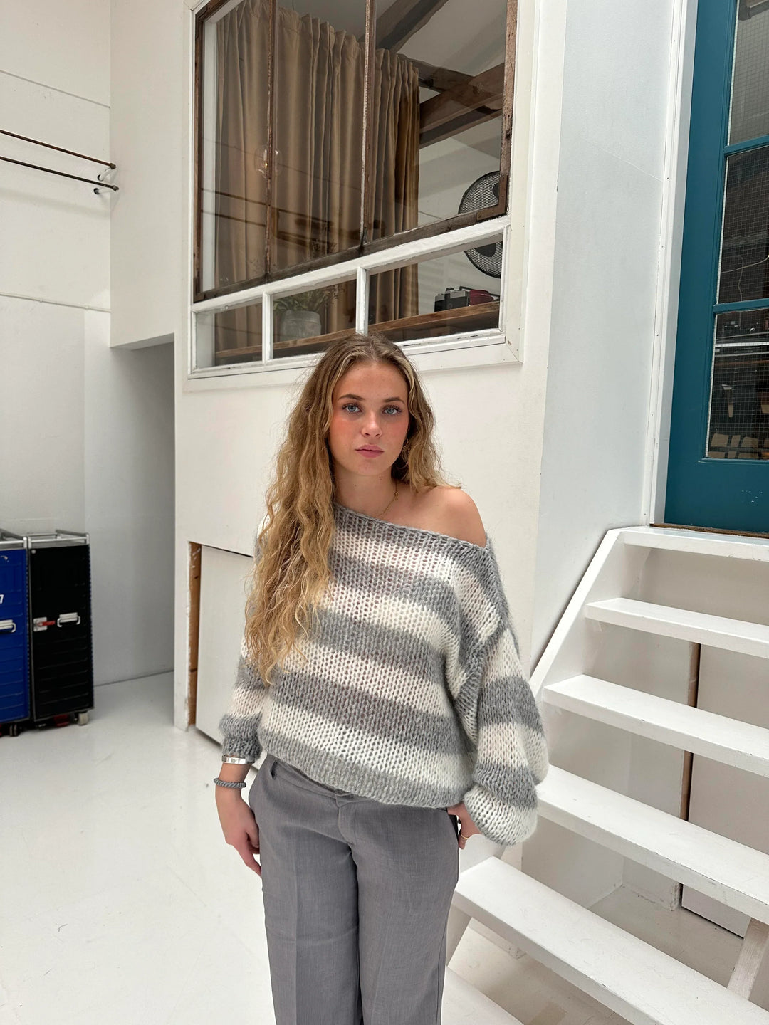 Levoire | Pull En Tricot Rayé Gris