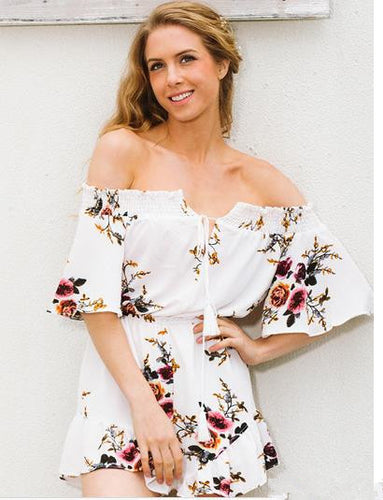 Combinaison femme sans épaule avec design floral et détails volantés Levoire