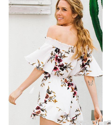 Combinaison femme sans épaule avec design floral et détails volantés Levoire