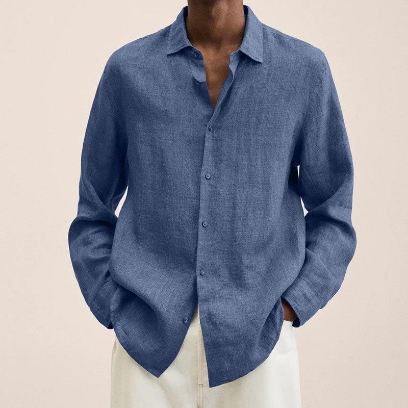 Levoire | Chemise À Col Avec Manches Longues Pour Hommes Bleu