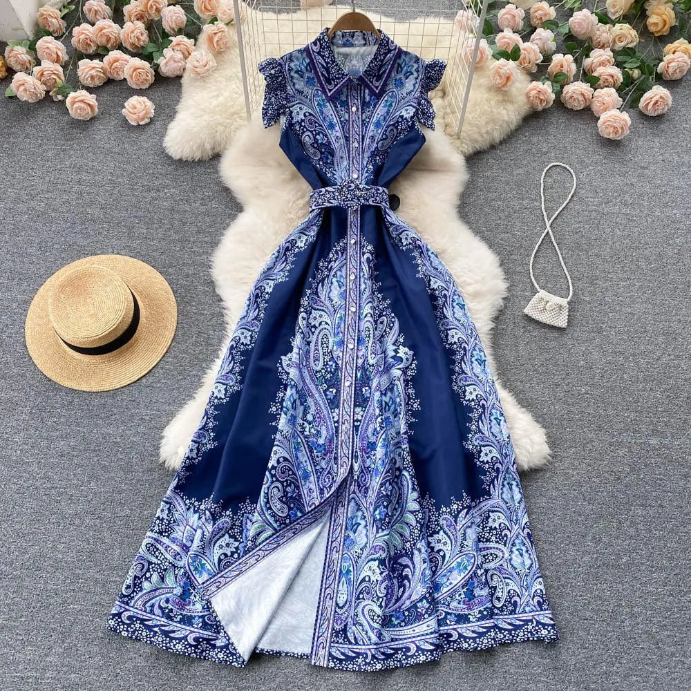 Levoire | Robe rétro femme avec col montant et lacets d'été