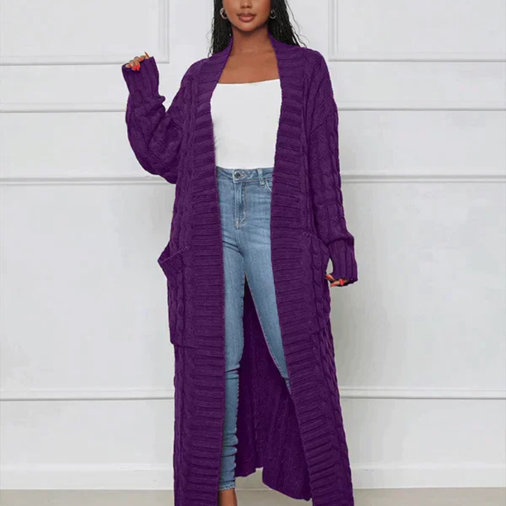 Levoire | Veste En Tricot Plus Longue Pour Femmes Lilas