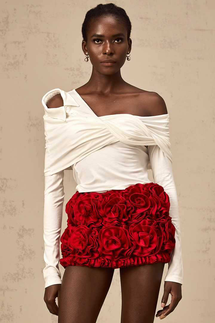 Levoire | Blanc Top En Jersey Asymétrique Tordu