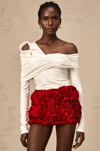 Levoire | Blanc Top En Jersey Asymétrique Tordu