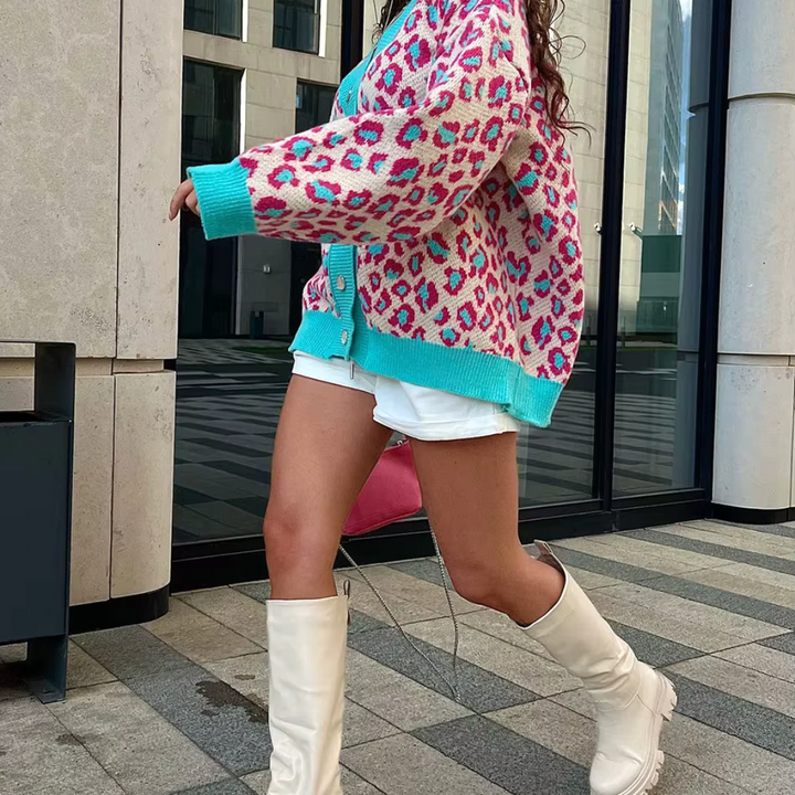 Levoire | Veste En Tricot Avec Des Motifs Léopard Modernes